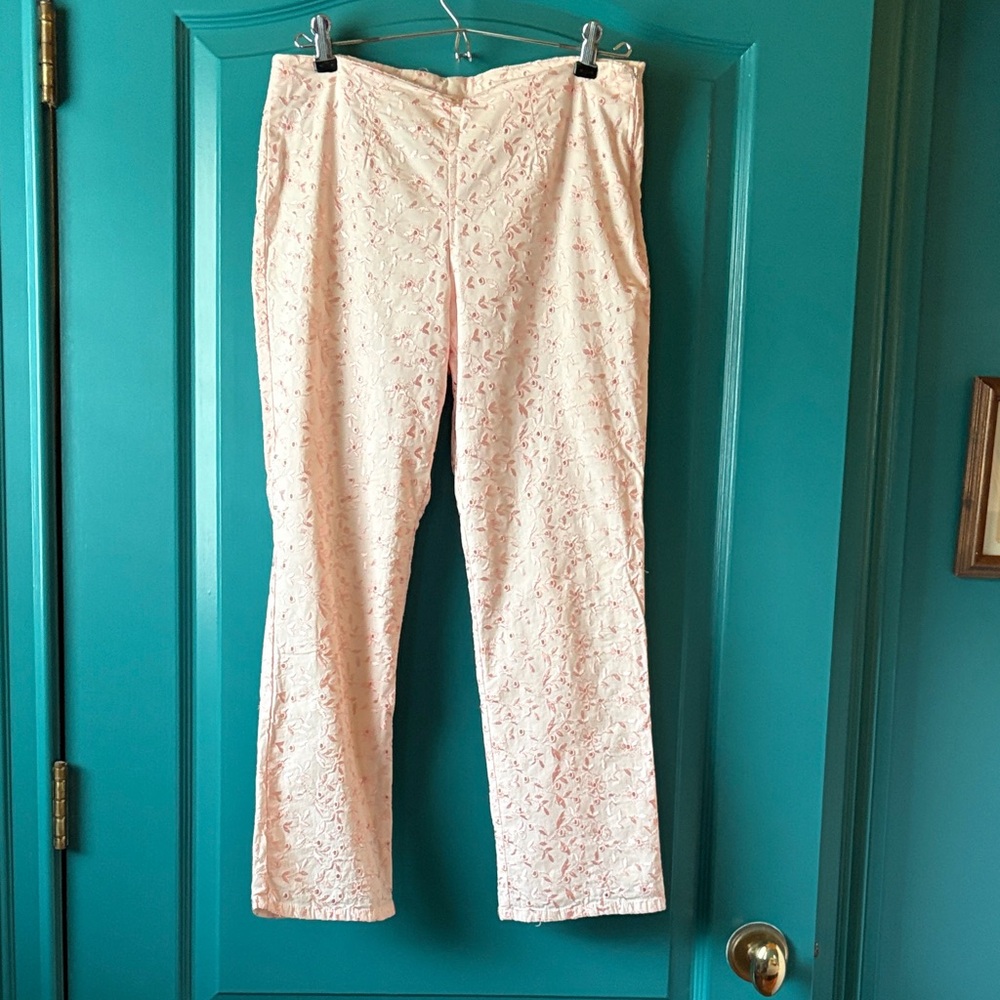 Custom made Eyelet Fitted Pant / Light Pink